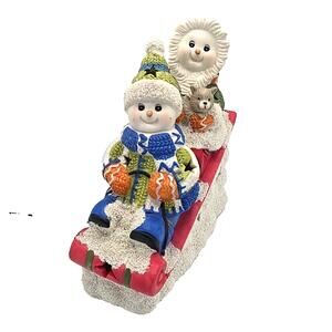 Vintage International Bazaar Snowman on Sled Holiday Christmas Decor Ornament